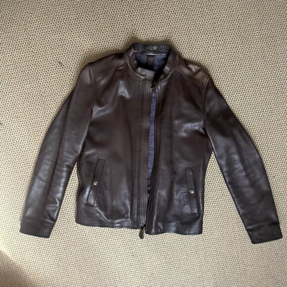 Massimo Dutti Other - Massimo Dutti Brown Leather Moto Jacket